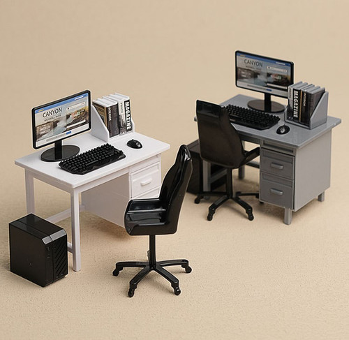 Scale computer set desk - 1/12,